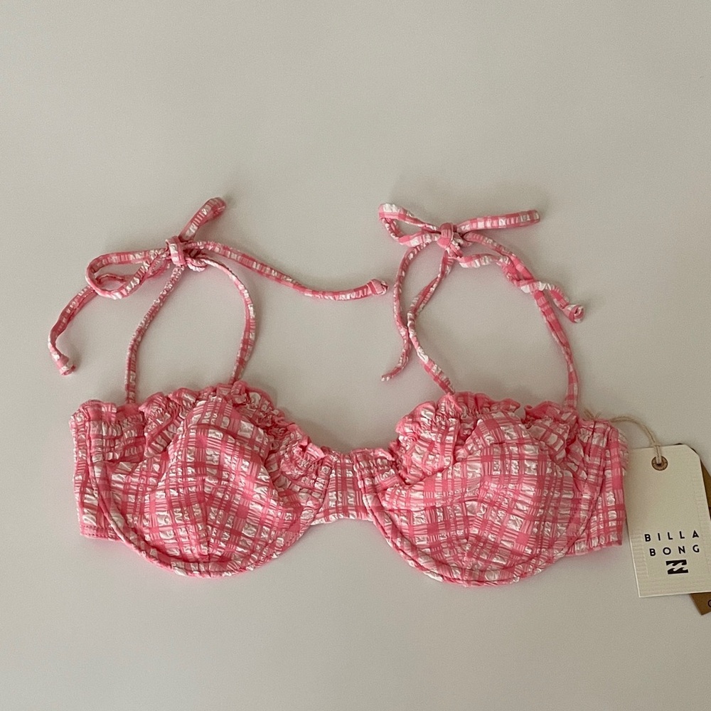 Billabong Pink Tide Bikini Top Tie Top Underwire Pin Up Swim Beach